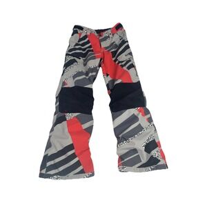 Burton Snowboard Pants Kids Medium Wild Print Gray Red Gorpcore Waterproof Ski